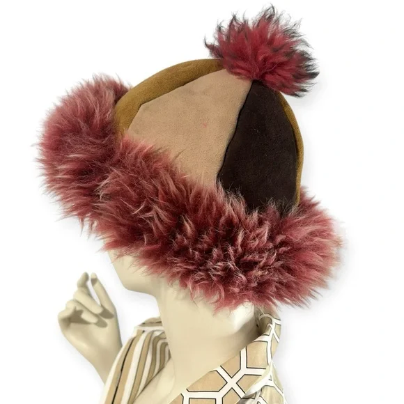 Custom Multi Coloured Shearling Hat - Picture 4 of 6